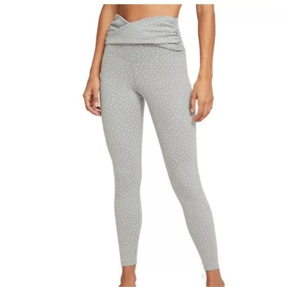 Nike dri-fit gray and white dots yoga 7/8 twist front leggings size S high rise